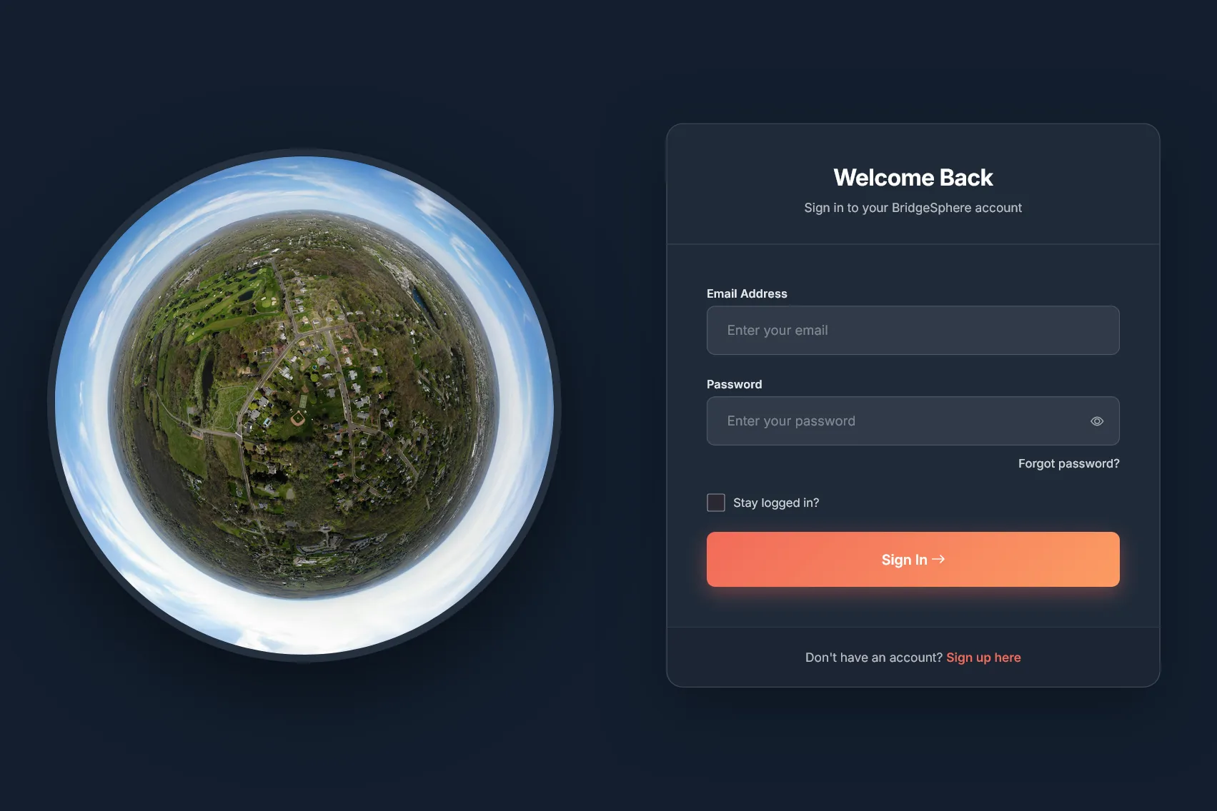 BridgeSphere home screen