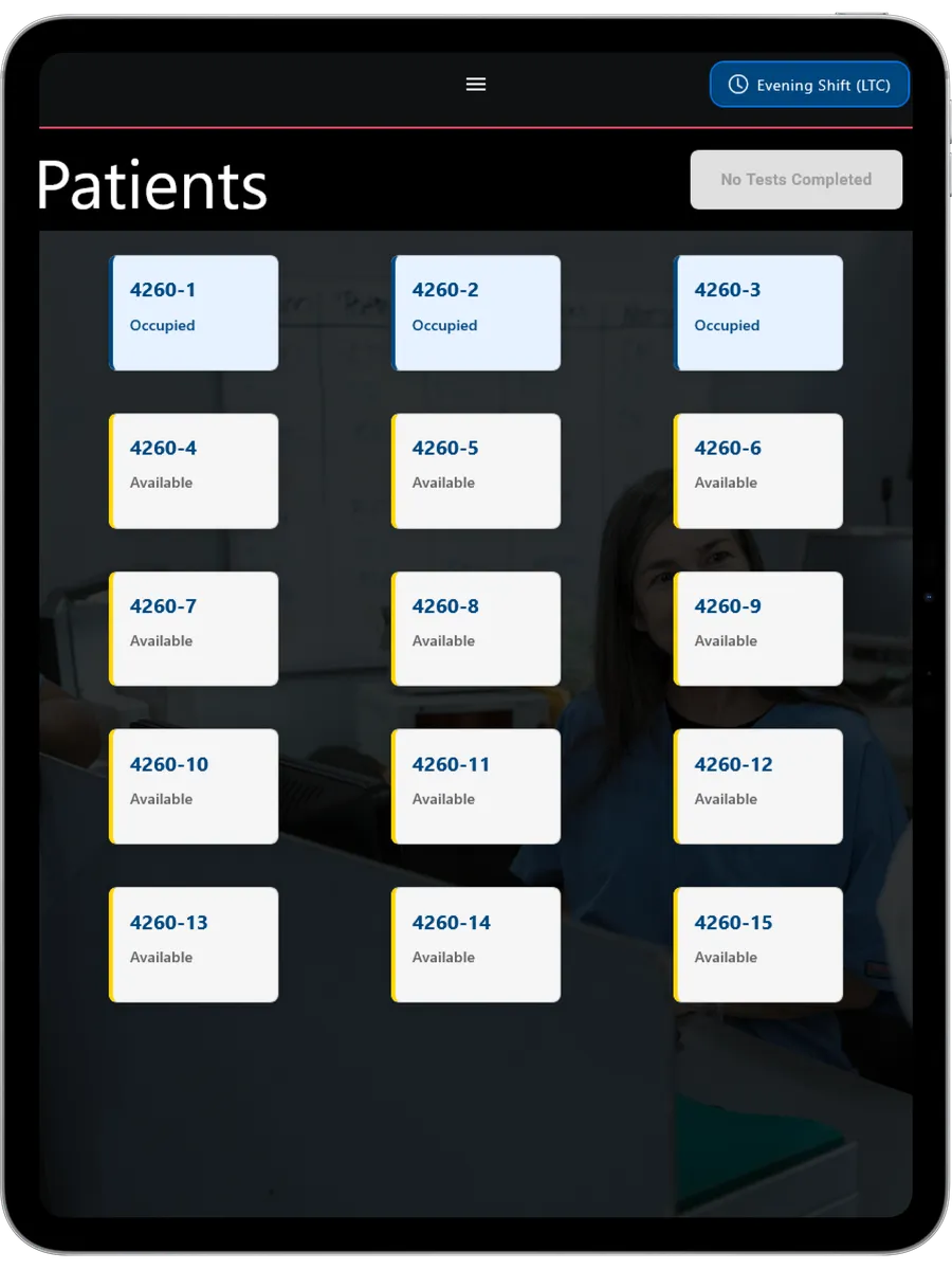 NSCC CARE patient assessment page. Showing a parent child tab/page architecture.